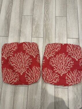 Coastal Red Coral Print Pillow Covers (Pair) Linen